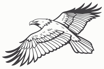 Eagle/Falcon on Pine Tree Branch Vector - Forest Duotone Graphic
