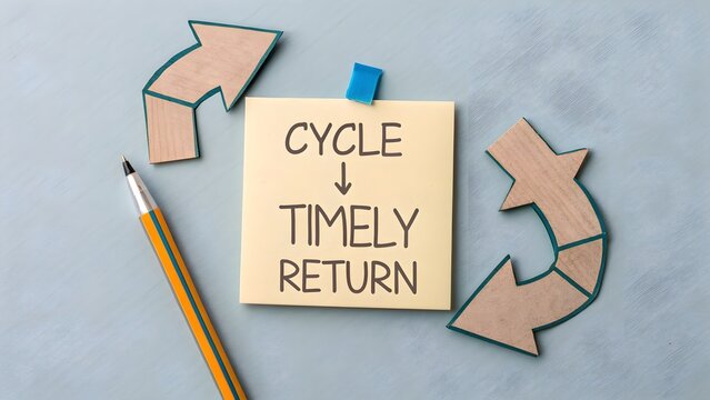 Arrows Looping Around a Note Presenting a Cycle and Timely Return