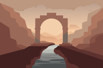 sunset over the ancient fortress