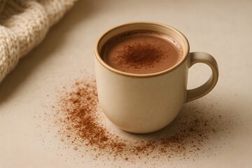 Fototapeta premium Hot chocolate in ceramic mug for cozy lifestyle visuals