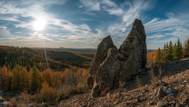 Inzer teeth located near a village, geological feature formation, preservation