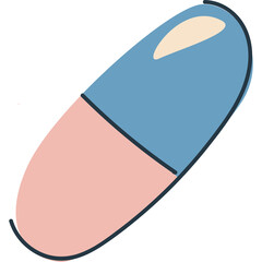 Blue And Pink Capsule In Flat Graphic Design Style Isolated On Transparent Background Healthcare And Medical Concept