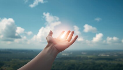 Help hand in prayer, seeking forgiveness and divine strength