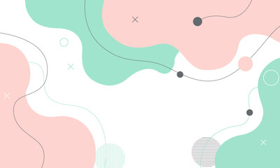 Abstract pastel shapes with line art background.