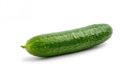 Cucumber on a white backdrop, fiber-rich choice