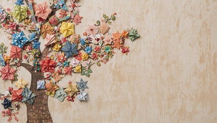 Fototapeta premium Japanese Washi origami paper featuring vibrant hues, ideal for creative projects