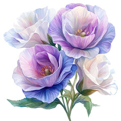 Naklejka premium Lisianthus Flower, watercolor drawing vector, isolated on a white background.