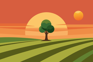 green tree in the field