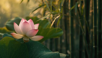 Lotus And Bamboo Backdrop Suitable