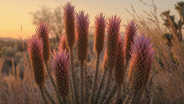 Agave blooms during twilight, seasonal beauty of nature