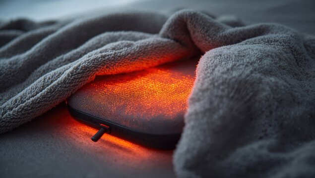 Close-up of a heating pad, providing warmth and relief for muscle tension