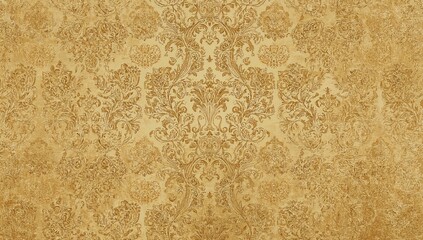Naklejka premium Golden floral ornament brocade fabric design, suitable for luxurious textile applications