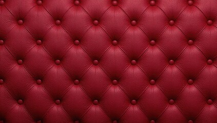 Quilted pattern on red leather with tufted design