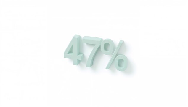 47 percent depicted in light green color block on white background, design element for visual presentations