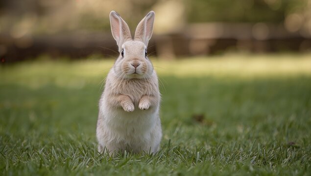 Bunny Sitting on Grass, Capturing a Moment in Nature