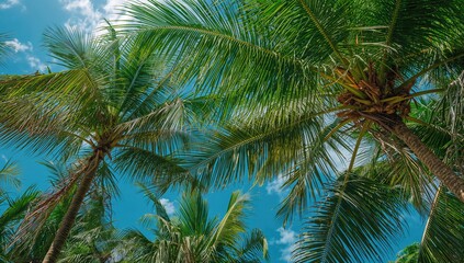 Fototapeta premium Lush green palm trees for ornamental use, enhancing outdoor aesthetics