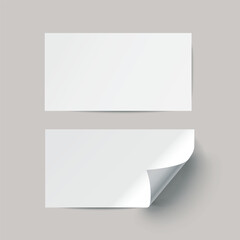 Vector white realistic paper adhesive stickers on transparent background. - Illustration