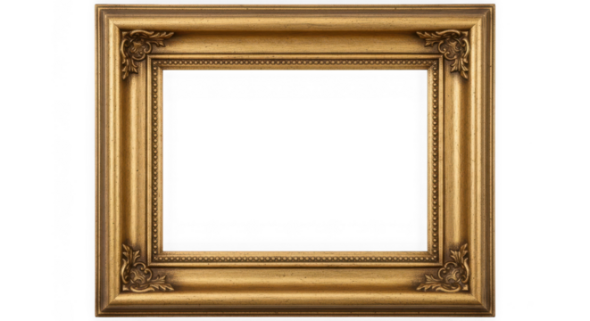 Ornate gold picture frame with classic design and rich texture