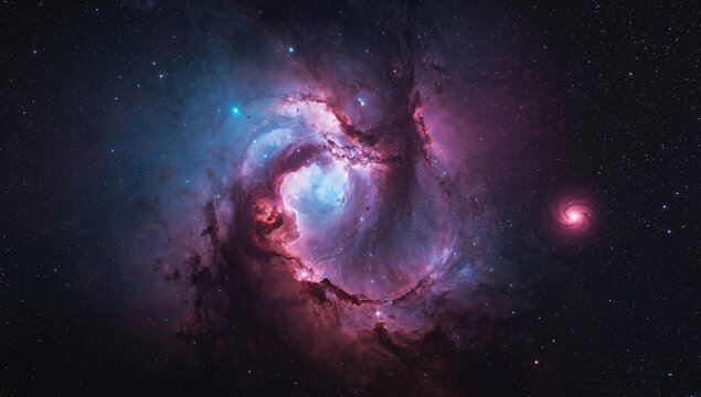 A nebula in space exhibiting unique shapes, exploring cosmic formations