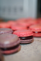 Homemade Berry Macarons with rich filling