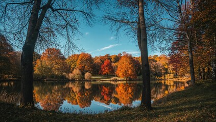 Autumn foliage in vibrant hues, showcasing seasonal change