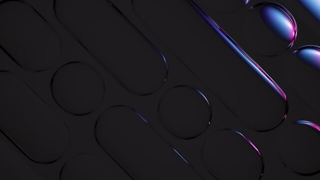 Psychedelic mix of blue, pink, and purple bubbles glowing and undulating in an endless loop. 3d render motion.