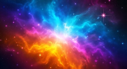Vibrant Cosmic Nebula - A Symphony of Colors in Deep Space.