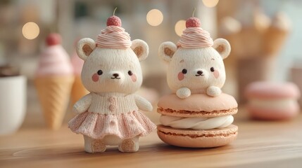 Cute bear macarons dessert sweets bakery confectionery