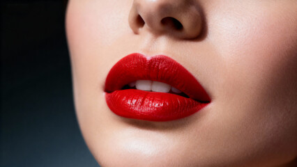 Obraz premium Close up of womans red lips