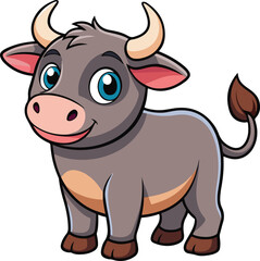 Fototapeta premium Cute funny cartoon cow illustration on a farm