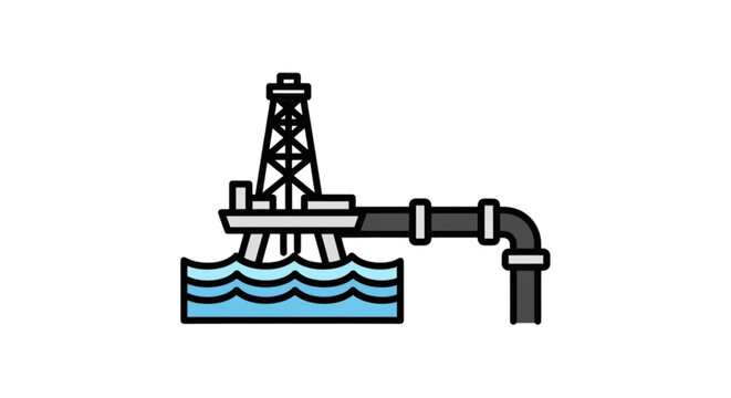 Advanced Offshore Oil Drilling Platform Pipeline Illustration: Deepwater Rig Extraction, Subsea Hydrocarbon Transport, Marine Petroleum Infrastructure, Energy Production System