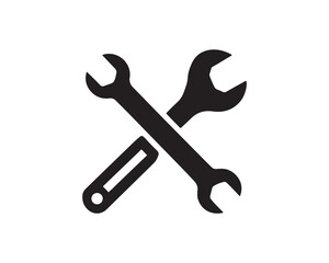 Tools and Service Icons Set. Wrench, screwdriver and gear icon. Screwdriver and wrench glyph icon. Settings and Repair tools symbol