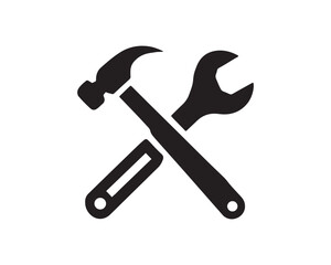 Tools and Service Icons Set. Wrench, screwdriver and gear icon. Screwdriver and wrench glyph icon. Settings and Repair tools symbol