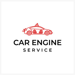 Clean vector illustration representing automotive engine maintenance and repair services, ideal for mechanic workshops and vehicle diagnostic centers