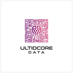 Digital Brain Circuit Ultidcore Data Logo for Technological Innovation