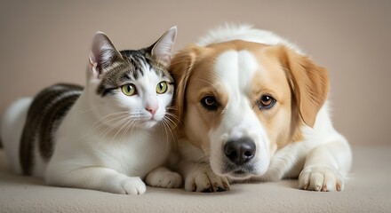 Cat and Dog - A Heartwarming Portrait of Friendship and Companionship.