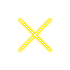 Yellow Neon Cross Mark Icon &ndash; Error, Alert, Cancel, Warning Symbol in Glowing Cross Design