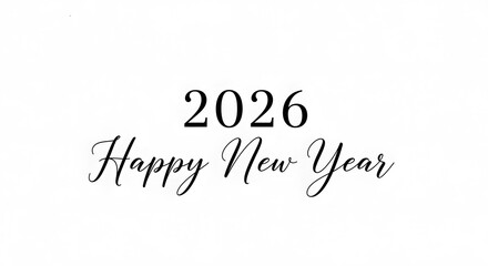 Happy new year 2026 celebration with elegant script and clean design