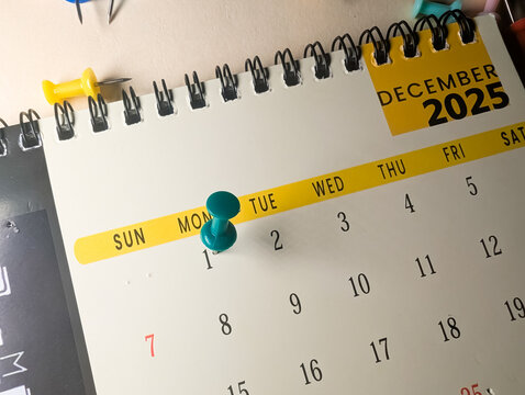 1st december marked on calendar 2025 - Powered by Adobe