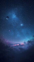 Obraz premium Peaceful Night Sky with Stars and Planet Above the Clouds