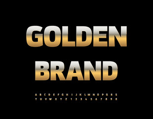 Vector Elite logotype Golden Brand with Trendy Chic Font. Fashion Alphabet Letters and Numbers set.