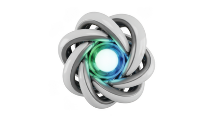 Abstract Swirling Geometric Shape with Glowing Center on Background knot isolated on a transparent background