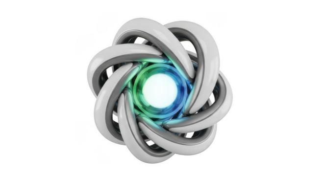 Abstract Swirling Geometric Shape with Glowing Center on Background knot isolated on a transparent background