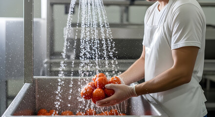 Washing Fresh Tomatoes - A Clean Food Preparation Scene.