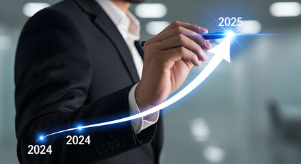 Business Growth Projection - Man Drawing Arrow to 2025.