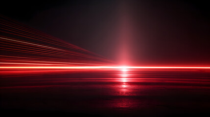 Dynamic red light trails and beams create a futuristic, high-tech abstract backdrop, perfect for technology and innovation concepts