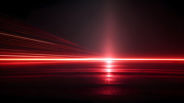 Dynamic red light trails and beams create a futuristic, high-tech abstract backdrop, perfect for technology and innovation concepts