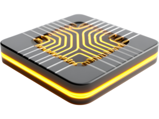 High-tech neural processor chip isolated on white background, symbolizing artificial intelligence and innovation.