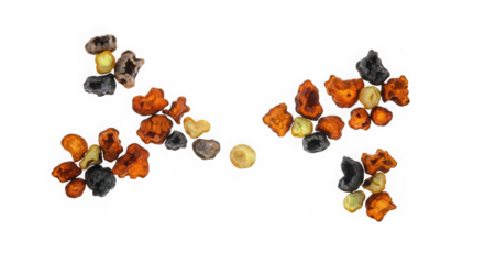 Colorful unpolished rough gemstones and minerals macro view.