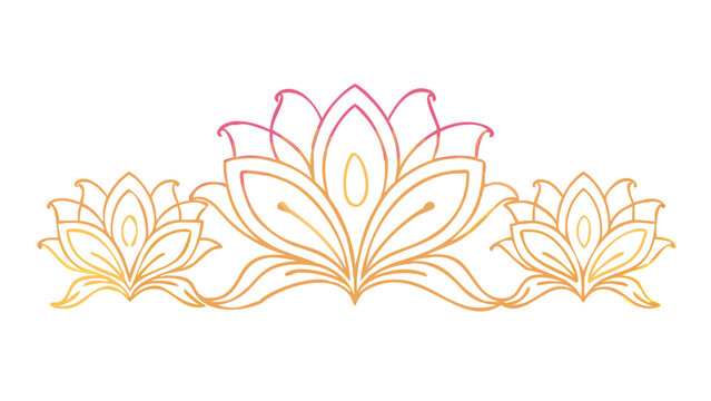 A Gold and Pink Lotus Arabesque Design on Black Background